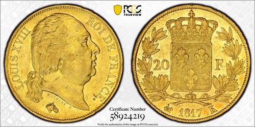 Louis xviii francs 1817 - francs, or